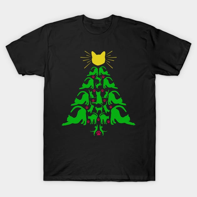 Cats Christmas Funny Meowy Christmas Tree Cat Lover Gift T-Shirt by Blink_Imprints10